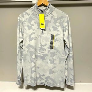 NWT All in Motion Men's Small Seamless 1/4 Zip Dark Blue Heather Pullover